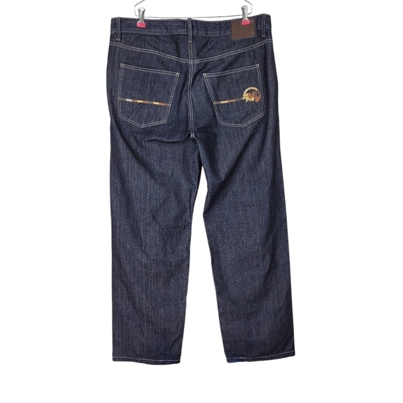 Mecca Jeans Men Size 38X34 38X35 Classic Fit Wide Leg Dark Wash High Rise Cotton - Picture 9 of 9